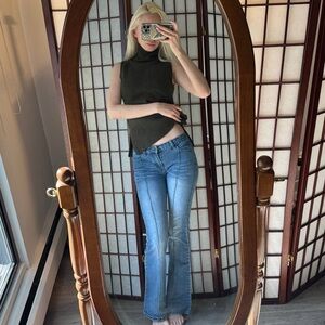 Y2K  low-Rise Blue Flare Jeans - Women